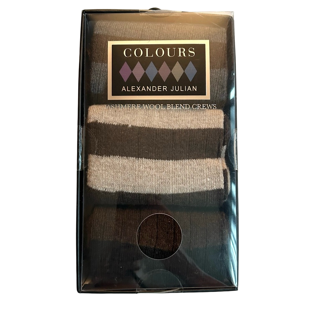 Alexander Julian Colours Men’s Cashmere Wool Blend Crew Boxed Set Size 8-12